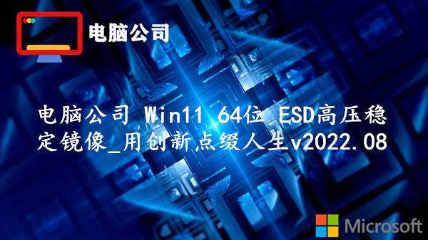 电脑公司 Win11 64位 ESD高压稳定镜像_用创新点缀人生 v2022.08