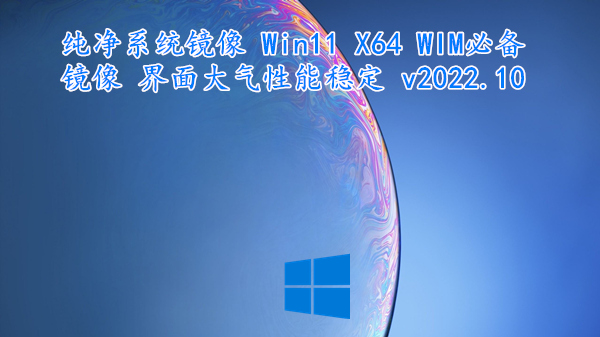 纯净系统镜像 Win11 X64 WIM必备镜像 界面大气性能稳定 v2022.10