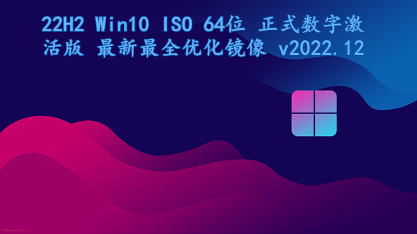 22H2 Win10  ISO 64位 正式数字激活版 最新最全优化镜像 v2022.12